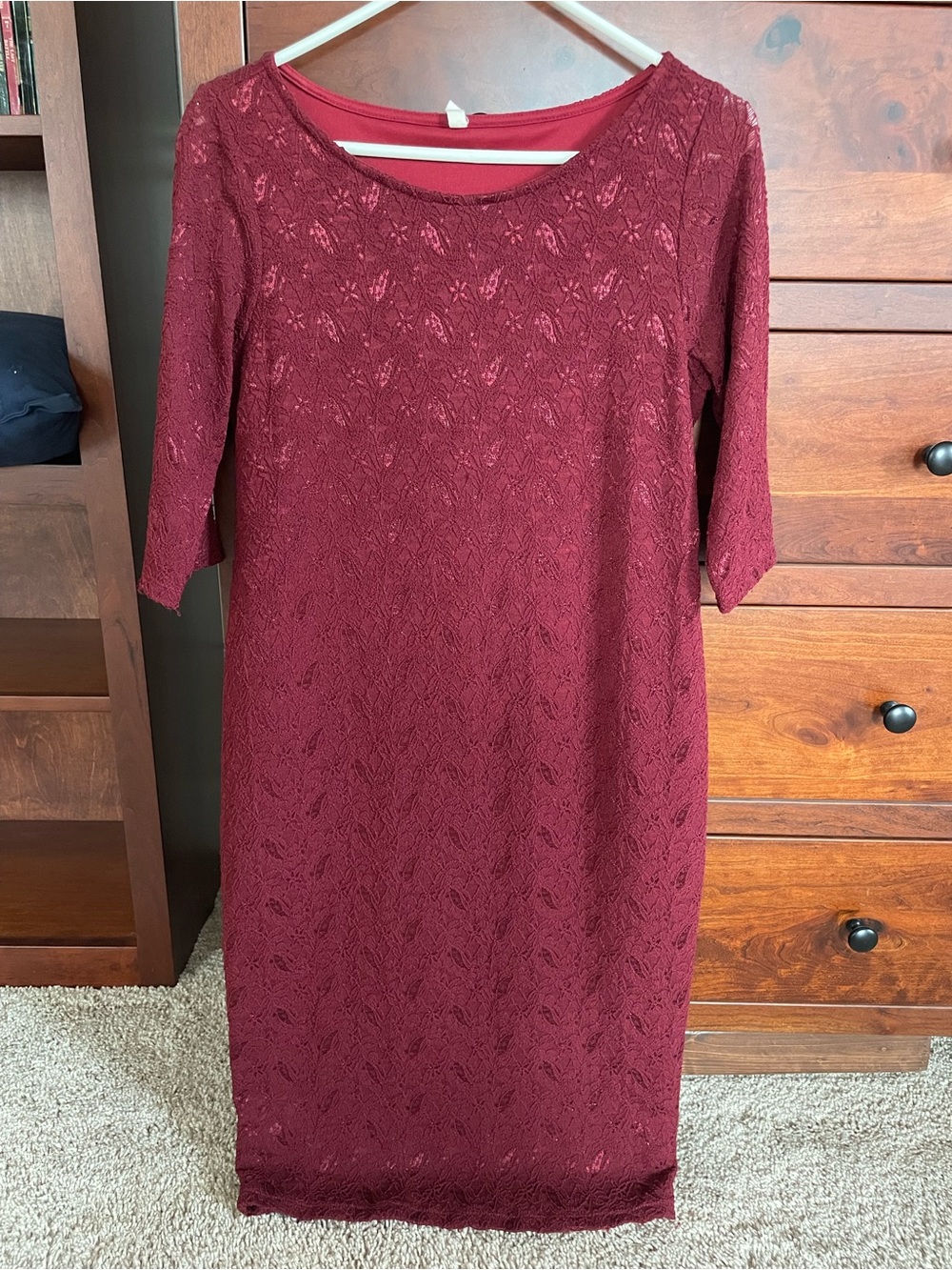 Pinkblush Burgundy Lace Midi Dress